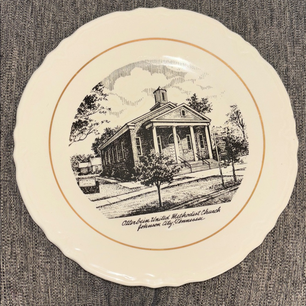 Vintage Lucile S Piper Memory Plates Decorative Plate with Church Illustration